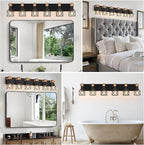 FadimiKoo 6-Light Farmhouse Bathroom Lighting Fixtures, Wood Black Vanity - Image 7