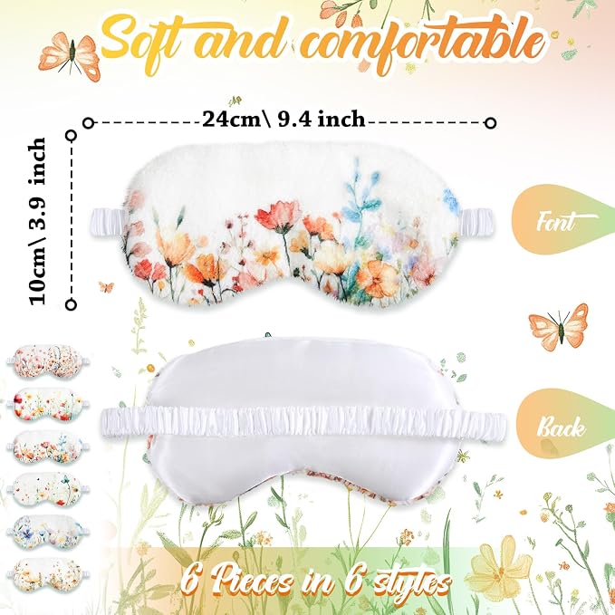 Cuffbow 6 Pack Plush Sleep Mask Set, Cute Plush Eye Masks - Image 2