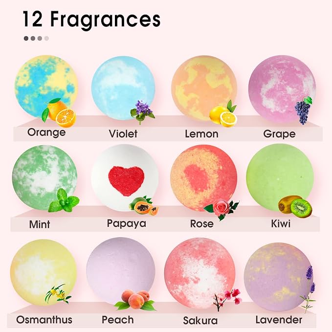 iHave Bath Bombs for Kids and Women, 12 Natural Handmade Bath Bomb Gift Set - Image 3