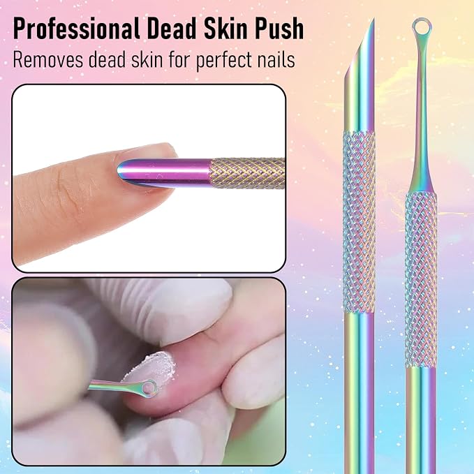 2 Pcs Cuticle Trimmer, Cuticle Remover Pusher Double head Nail Tool - Image 4