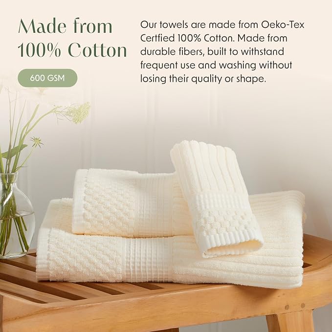 Springtree Home 100% Cotton Bath Towel Set | 6 Piece Set | Absorbent & - Image 7