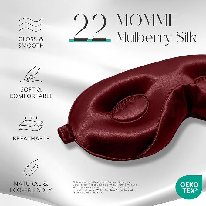 ZIMASILK Adjustable 22 Momme 100% Mulberry Silk Sleep Mask, Upgraded 3D - Image 2