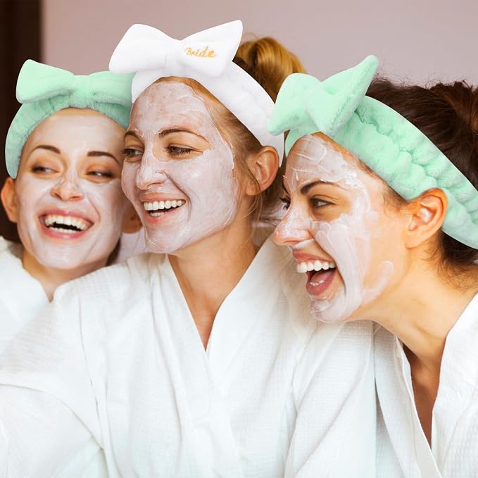 CIEHER 8 Pack White & Green Spa Headband - Image 4