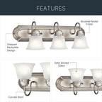 Kichler 24" 3-Light Vanity Bath Light in Brushed Nickel, Modern Bathroom Light - Image 3