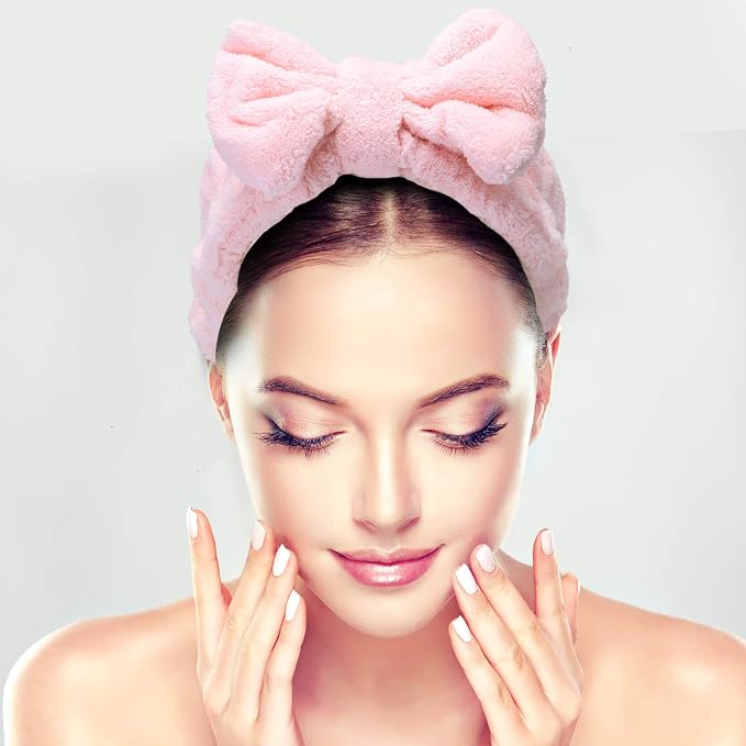 4 Pack Makeup Spa Headband Microfiber Bow Towel Soft Fluffy Washing Face - Image 6