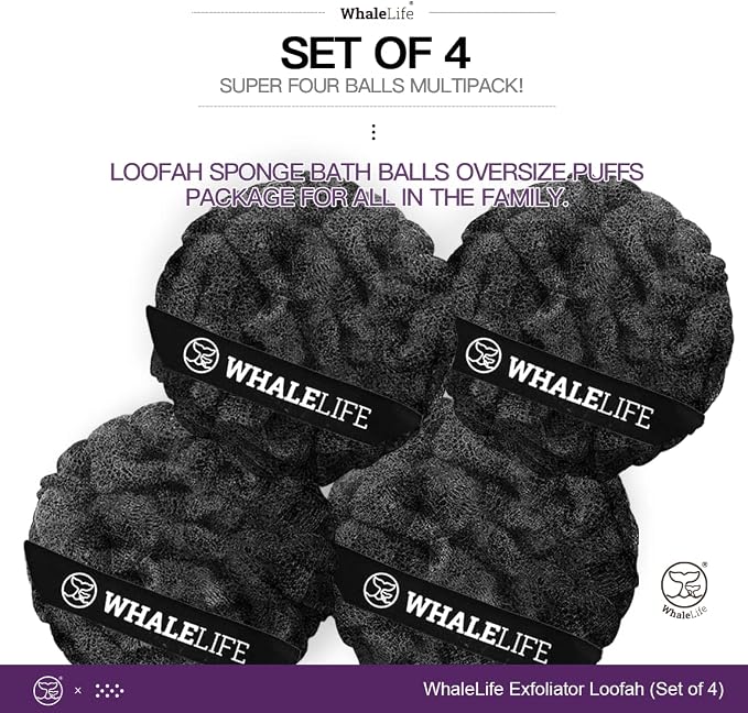 Loofah Sponge Bath Sponge for Women Men 4 Pack - Image 5