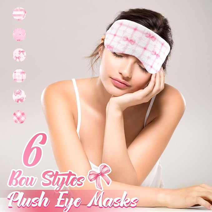 Cuffbow 6 Pack Plush Sleep Mask Set, Cute Plush Eye Masks - Image 4