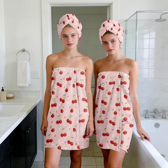 Absorbent Bath Towel Wrap Set for Women, Microfiber Shower Robe Body Towel - Image 7