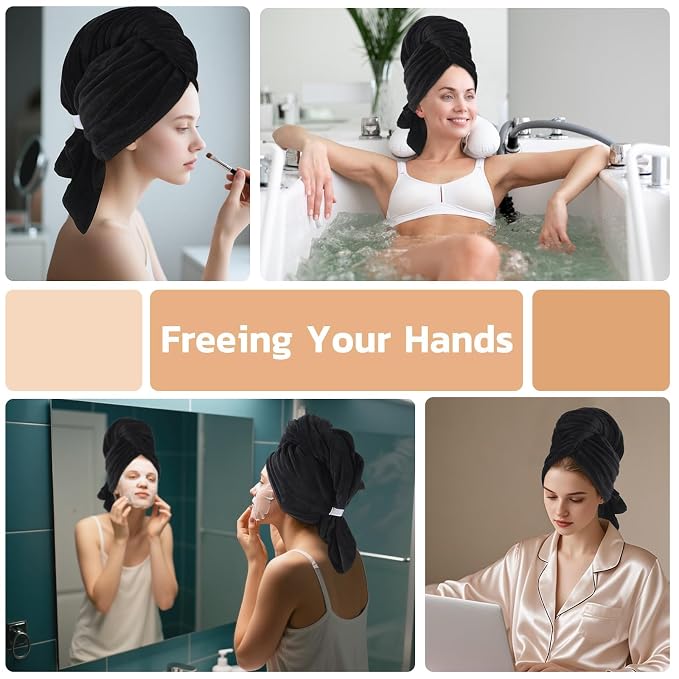 SUNLAND Microfiber Hair Towels Anti Frizz Hair Drying Towel Super Absorbent - Image 7