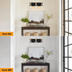 FadimiKoo 3-Light Wood Bathroom Light Fixtures Over Mirror, Rustic Black Silver - Image 5