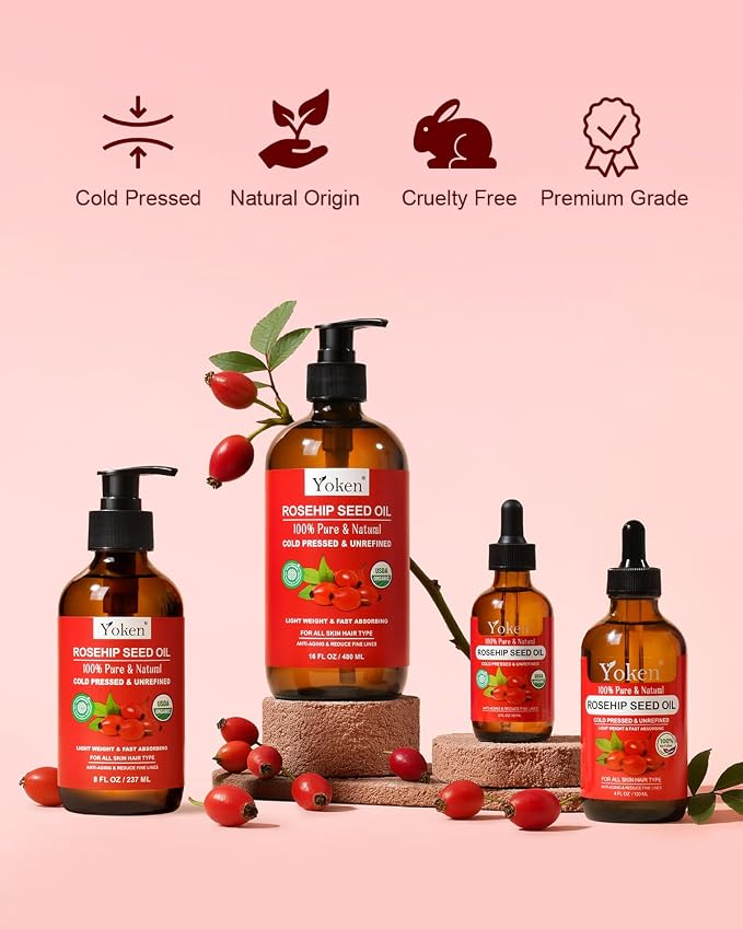 Yoken Organic Rosehip Seed Oil, USDA 100% Pure Rosehip Oils - Image 6