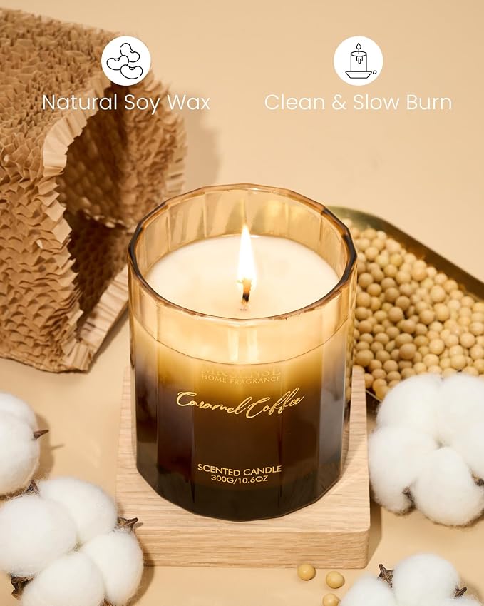 M&SENSE Caramel Coffee Candle for Home Scented, 10.6oz 60 Hours Burn Natural - Image 3