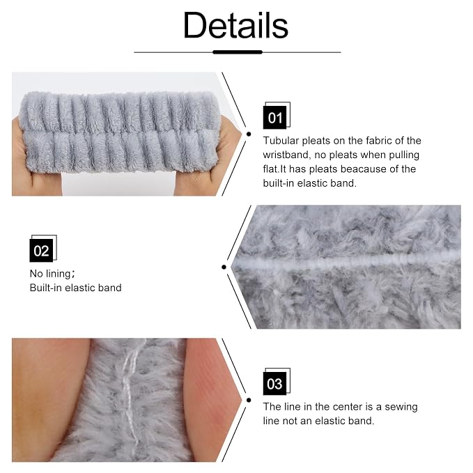 WHAVEL 6PCS Spa Headband and Wristbands Set, Face Wash Headband Wrist Bands - Image 5
