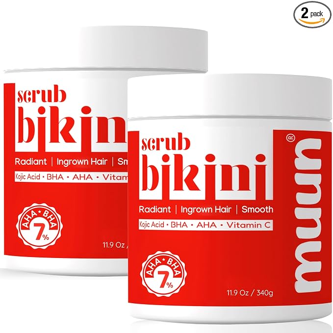 Bikini Area Exfoliator Pack 2-2% Kojic Acid Vitamin C & 7% AHA/BHA Even Skin by MuunCare