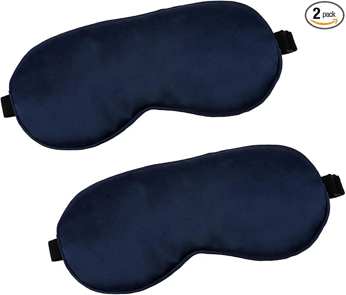 2 PCS Navy Satin Sleep Masks, Adjustable Silk Eye Mask by Unknown