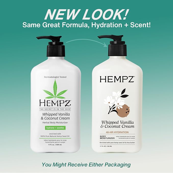 Hempz Whipped Vanilla & Coconut Cream Body & Hand Lotion, Vegan Formula - Image 3