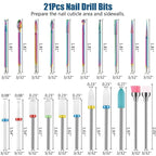 Depvko 21pcs Nail Drill Bits Sets, 3/32 Inch Cuticle Electric Nail File and - Image 6