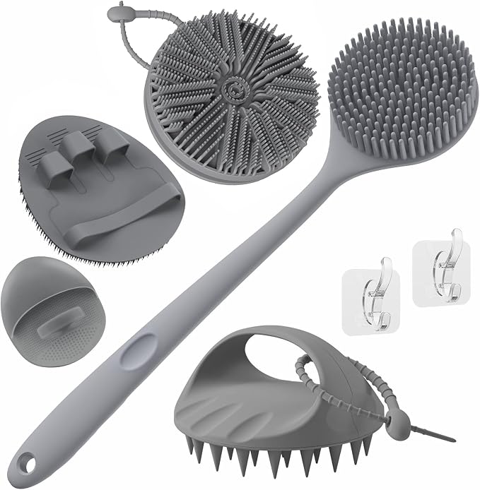 Manmihealth Silicone Back Scrubber & Soft Bath Glove, Silicone Scalp Massager by ManmiHealth