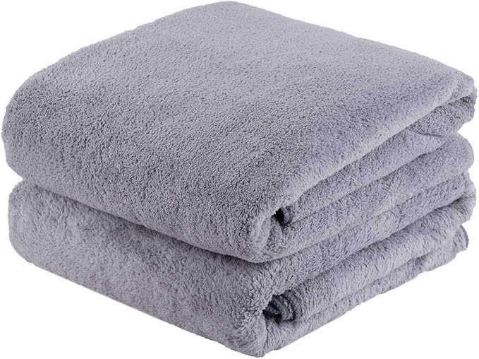 JML Large Bath Towels, 2 Pack, Micro Fiber Fleece Towel Set by JML