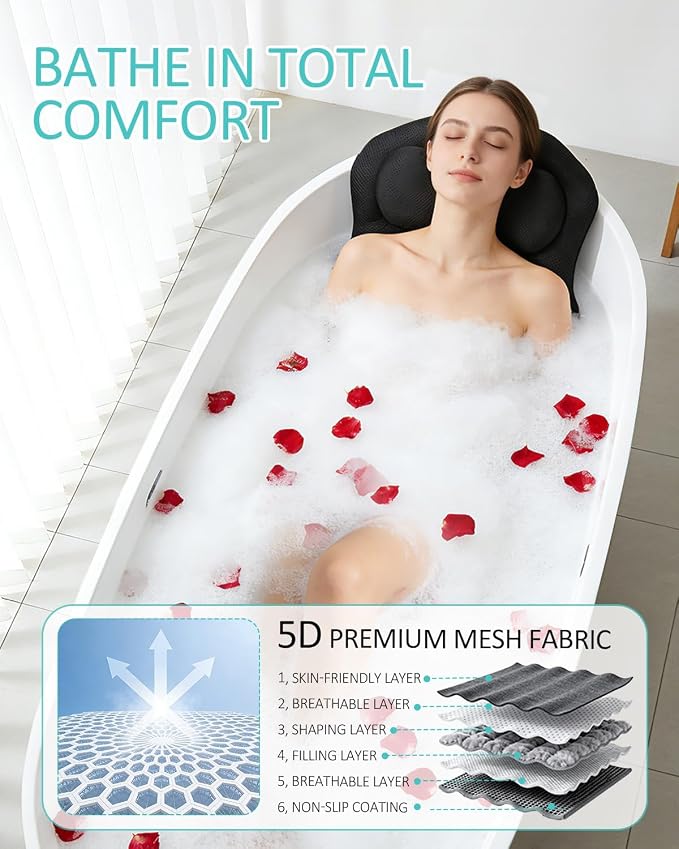 Full Body Bath Pillow for Bathtub, 5D Thick Tub Pillow for Bathtub - Image 9