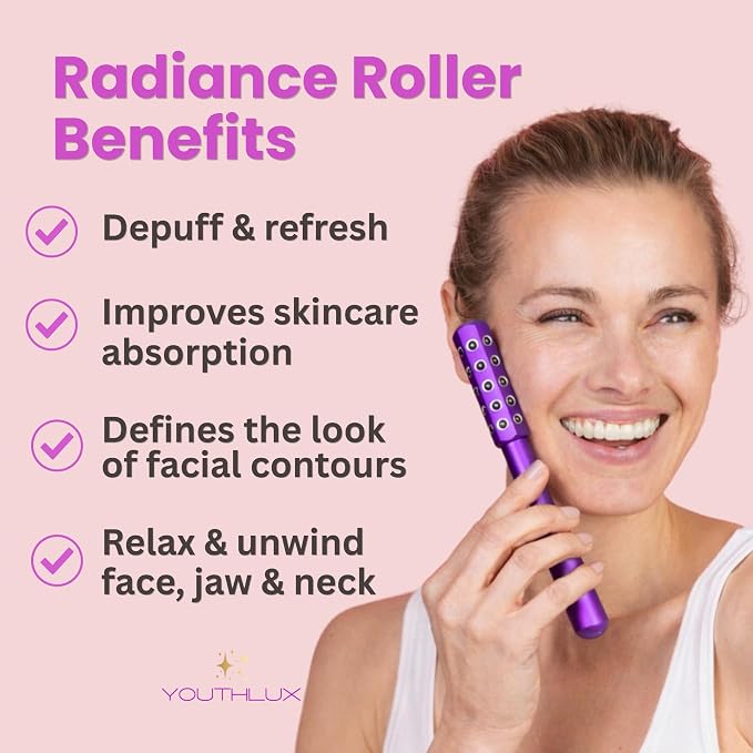 Radiance Roller – Germanium Stone Facial Massage Tool/Wand Face Roller - Image 3
