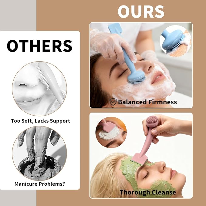 2 Pack Silicone Face Scrubber, 2 in 1 Facial Cleansing Brush & Face Mask - Image 5