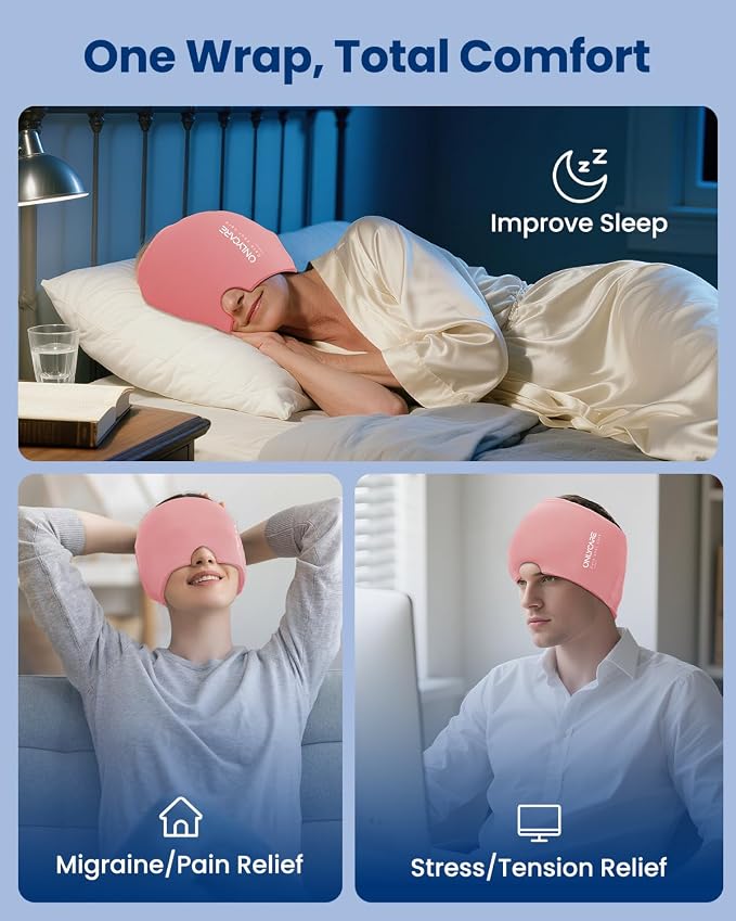 ONLYCARE Migraine Relief Cap, Upgraded Odorless Migraine Ice Head Wrap - Image 8