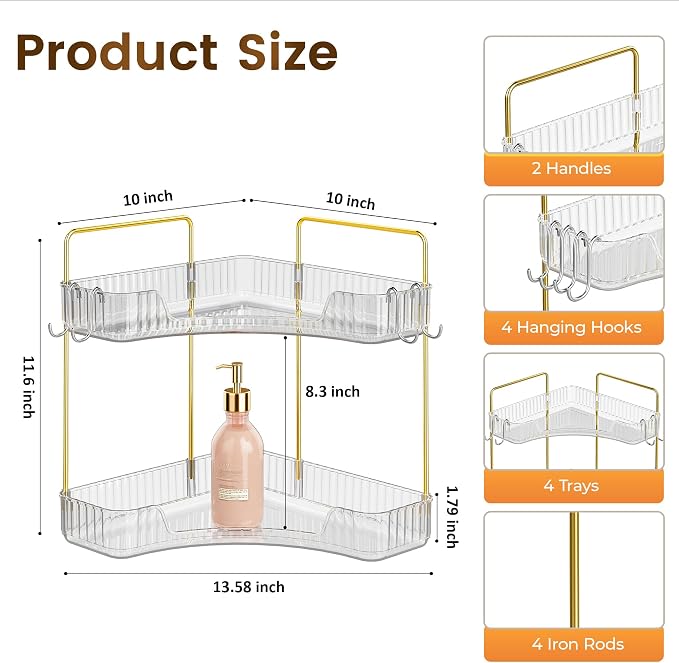 Corner Bathroom Counter Organizer 2 Tier Bathroom Organizers and Storage - Image 2