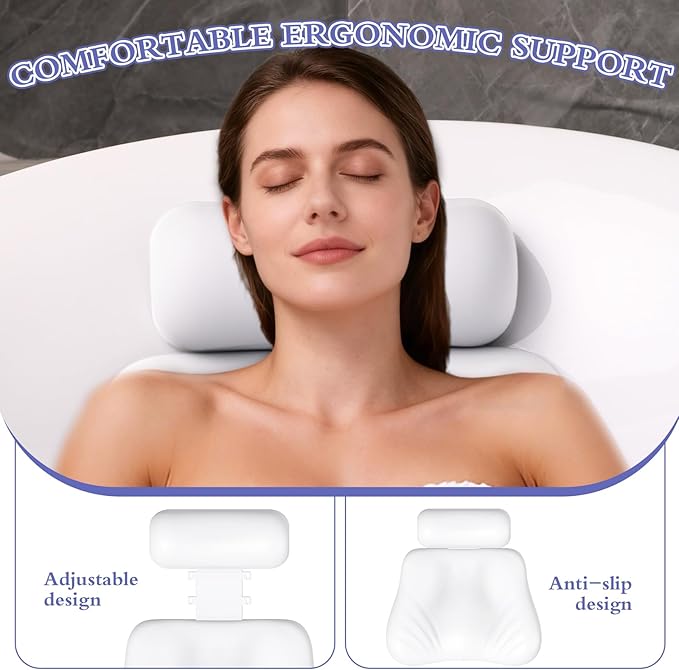 Silicone Bath Pillow, Upgraded Bath Pillows - Image 4