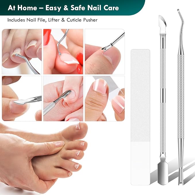 5-in-1 Professional Ingrown Toenail Tools Kit, Wide Jaw Slanted Nail Clippers & - Image 6