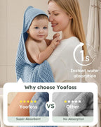 Yoofoss Hooded Baby Towels for Newborn 2 Pack 100% Muslin Organic Cotton Baby - Image 3