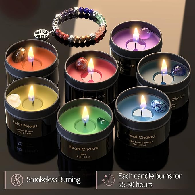 Inspireyes Chakra Candles with Premium Crystal and Healing Stones Luxury - Image 4