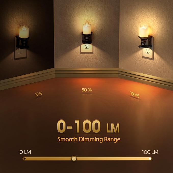 Flameless Candle Night Light, 3000K Warm White Candle Night Lights Plug into - Image 2
