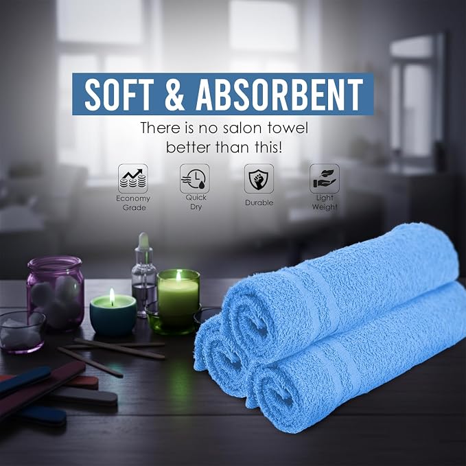 100% Cotton Salon Towel Set of 24|400 GSM|Soft Hand Towel|Bulk Hand |Cotton - Image 3
