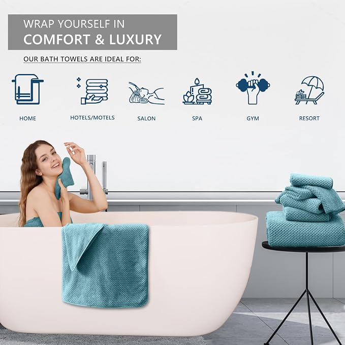 Extra Large Bath Towel Set of 4, Oversized Bath Sheet Super Soft Highly - Image 6
