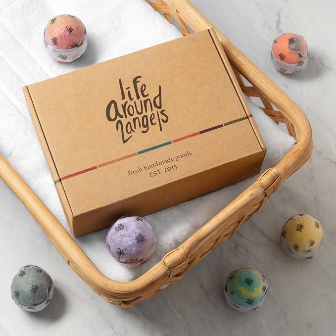 LifeAround2Angels Bath Bombs Gift Set 12 USA made Fizzies, Shea & Coco Butter - Image 5