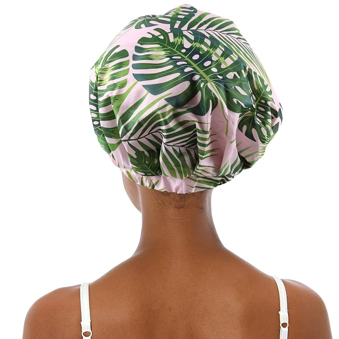 Shower Cap for Women Reusable Waterproof Bath Cap for Long Hair Cap for Shower - Image 2