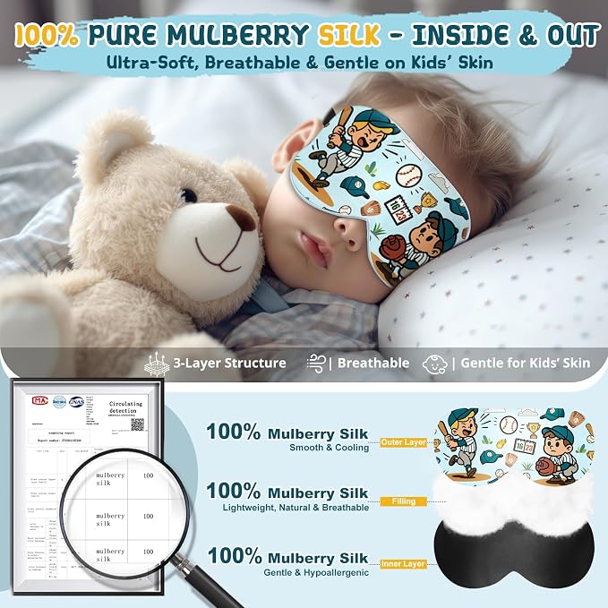 Kids Sleep Mask – 100% Mulberry Silk Eye Mask - Image 2
