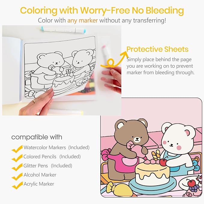 Cute Coloring Book Set for Teens Adults Relaxation, Easy and Simple Designs - Image 6