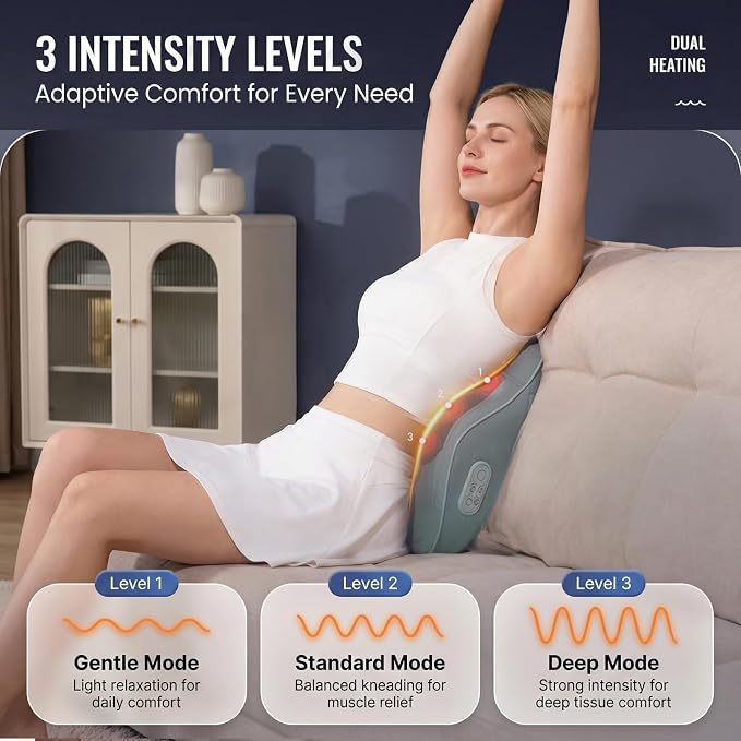 Back & Neck Massager with Heat for Pain Relief, 3D Deep Kneading Massage - Image 3