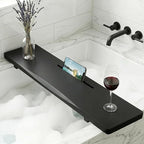 Elegant Black Bamboo Bathtub Tray Caddy by QoQoLiLi