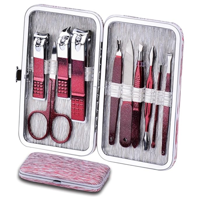 HANTEKAS Manicure Set 10 in 1 Stainless Steel, Nail Clippers Scissors Pedicure by HANTEKAS