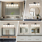 FonmYim Black Bathroom Light Fixtures, 5-Light Modern Vanity Light Over Mirror - Image 3