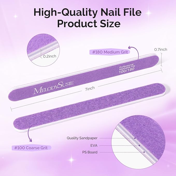 MelodySusie Nail File Kit, Professional Nail Art Manicure Pedicure Supplies - Image 5