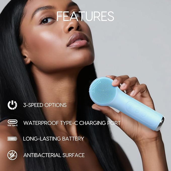 Silicone Facial Cleansing Brush, Portable Electric Face Scrubber - Image 5