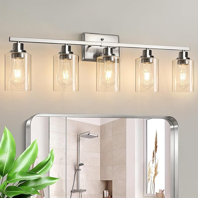 Unicozin Modern Bathroom Light Fixtures, 5 Light Vanity Lights Over Mirror by Unicozin