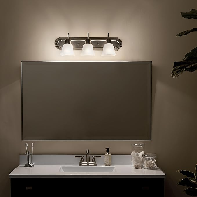 Kichler 24" 3-Light Vanity Bath Light in Brushed Nickel, Modern Bathroom Light - Image 9