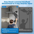 Hibbent Dual Filter All Metal 12" Rainfall Showerhead Combo, High Pressure - Image 6