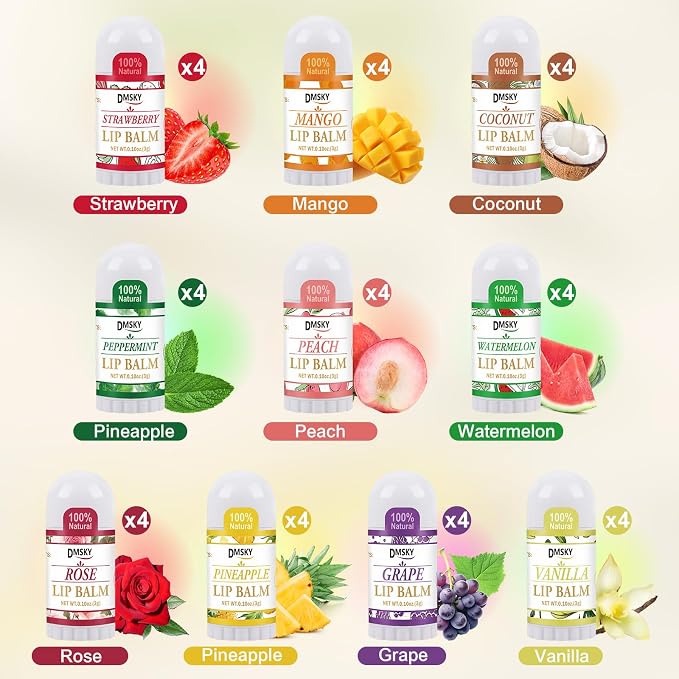 DMSKY 40 Pack Mini Lip Balm, Moisturizing Lip Balm Bulk - Image 2