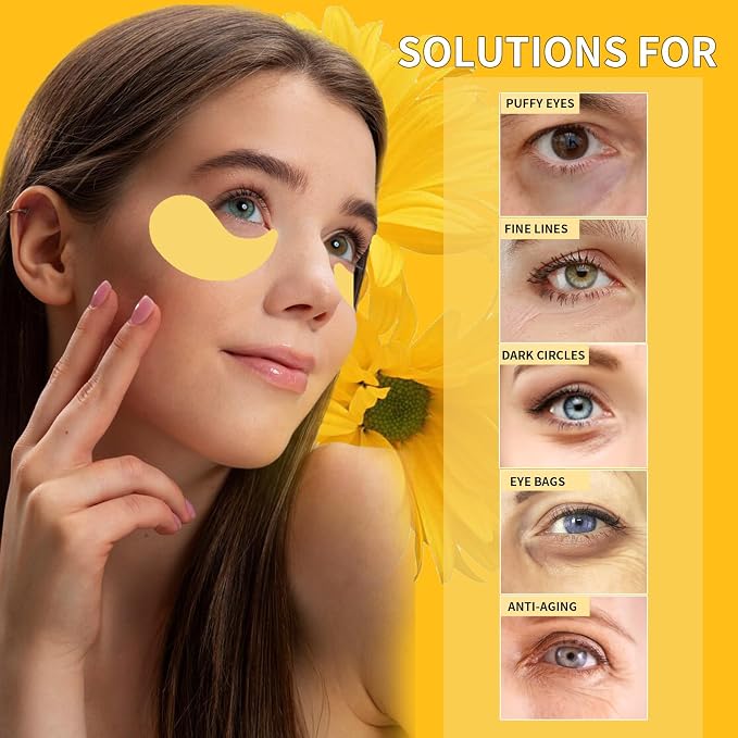 24K Gold Eye Masks for Dark Circles and Puffiness 70PCS, Under Eye Patches for - Image 2